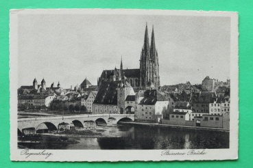 AK Regensburg / 1920er Jahre / Steinerne Brücke / Dom / Brücktor
